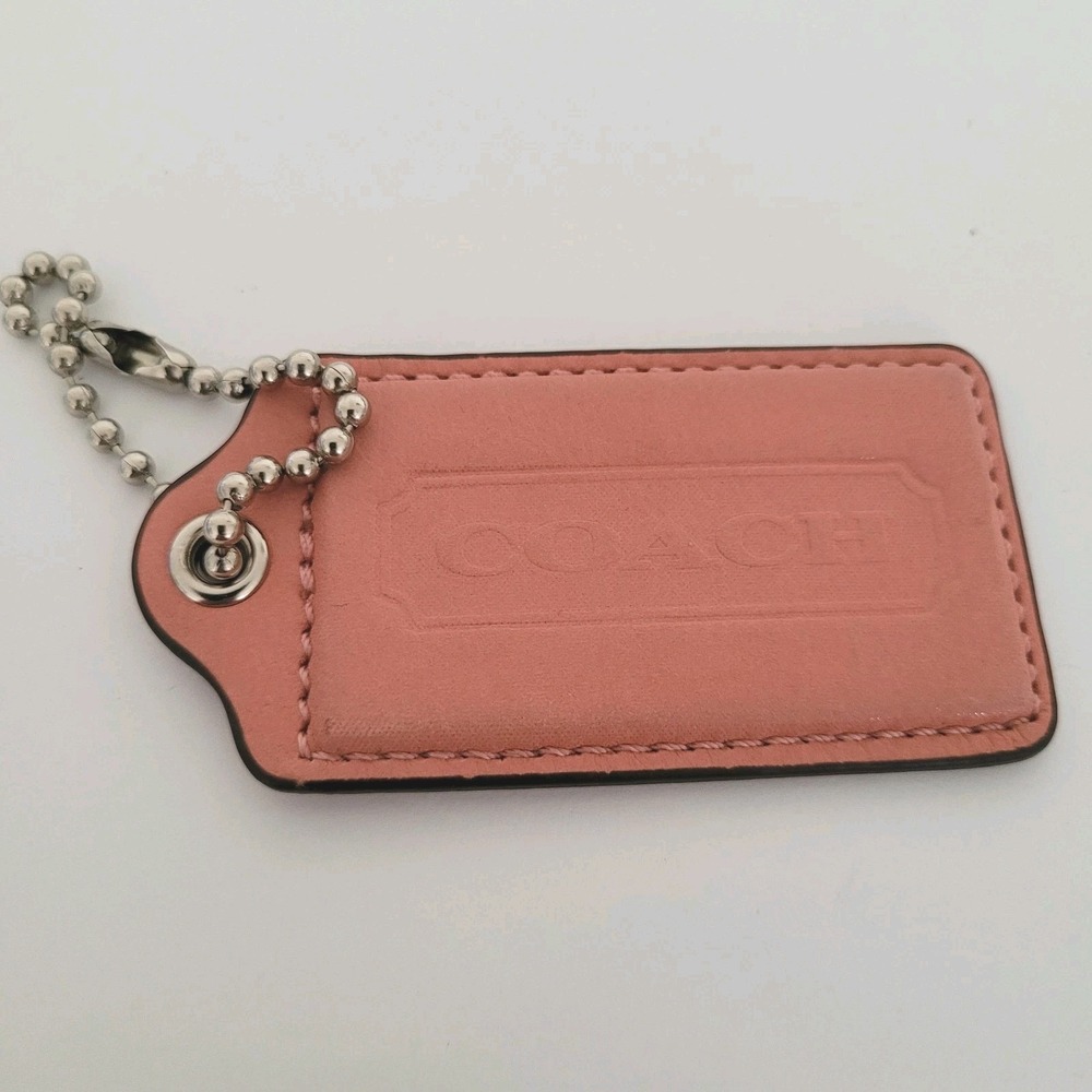 Coach Hang Tag Replacement Light Pink Leather Bag‎ Charm Keychain Large 3" Fob
